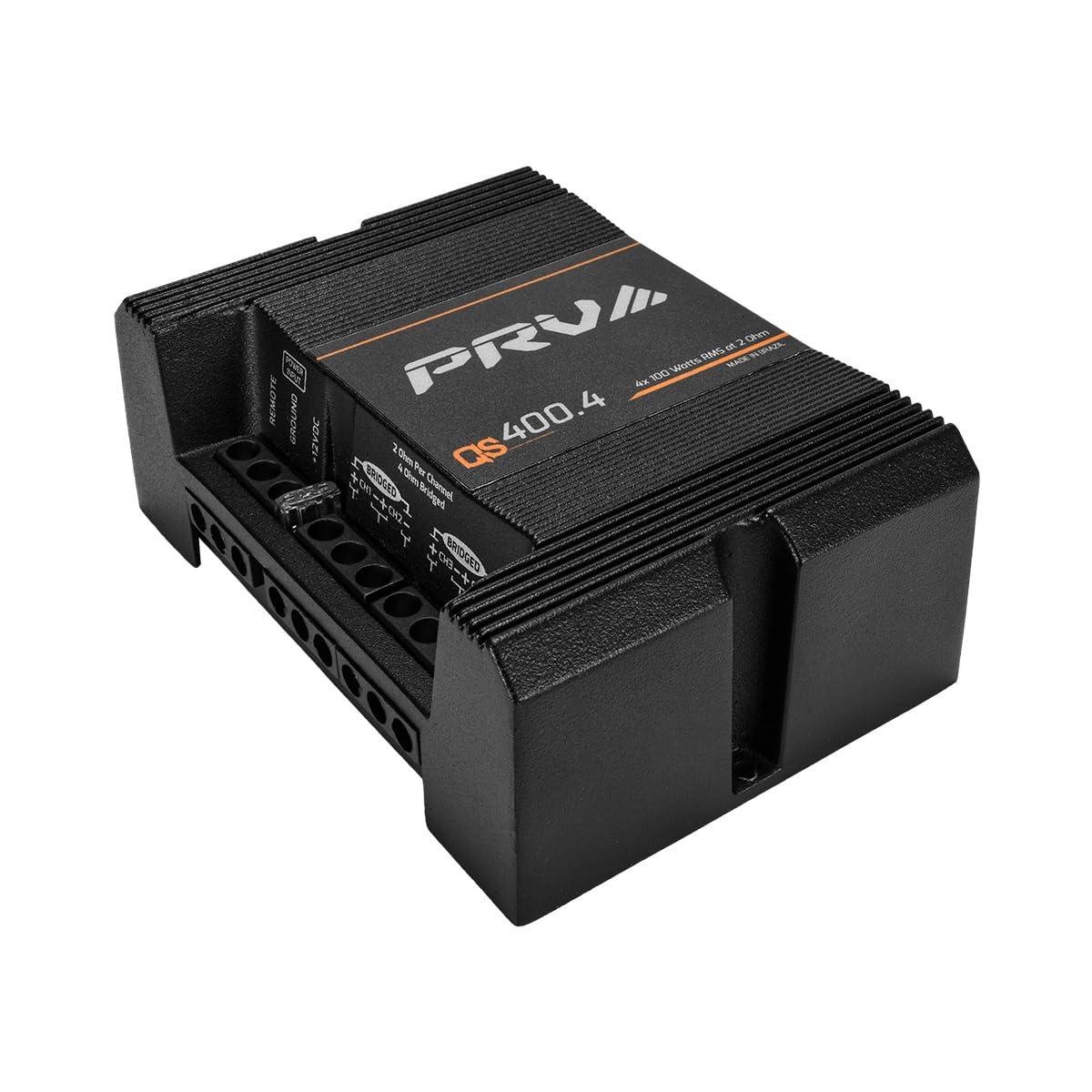 PRV AUDIO PRV Audio QS400.4 2 Ohm Mini Compact 4 Channel Car Audio Amplifier 4 x 100 Watts RMS at 2 Ohm - 400 Watt Amp Stereo 12 Volts Amp Class D Full Range Bridgeable