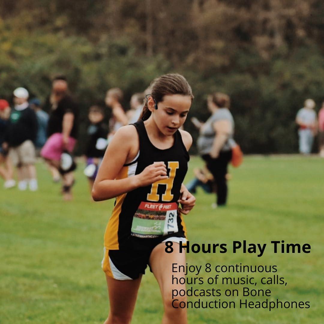 tugamobi tugamobi SA04 Black Bone Conduction Headphones Lightweight Open-Ear Wireless Bluetooth Sport Headphones with Microphones, Sweatproof Waterproof Wireless Earphones for Running, Gym, Hiking, Cycling