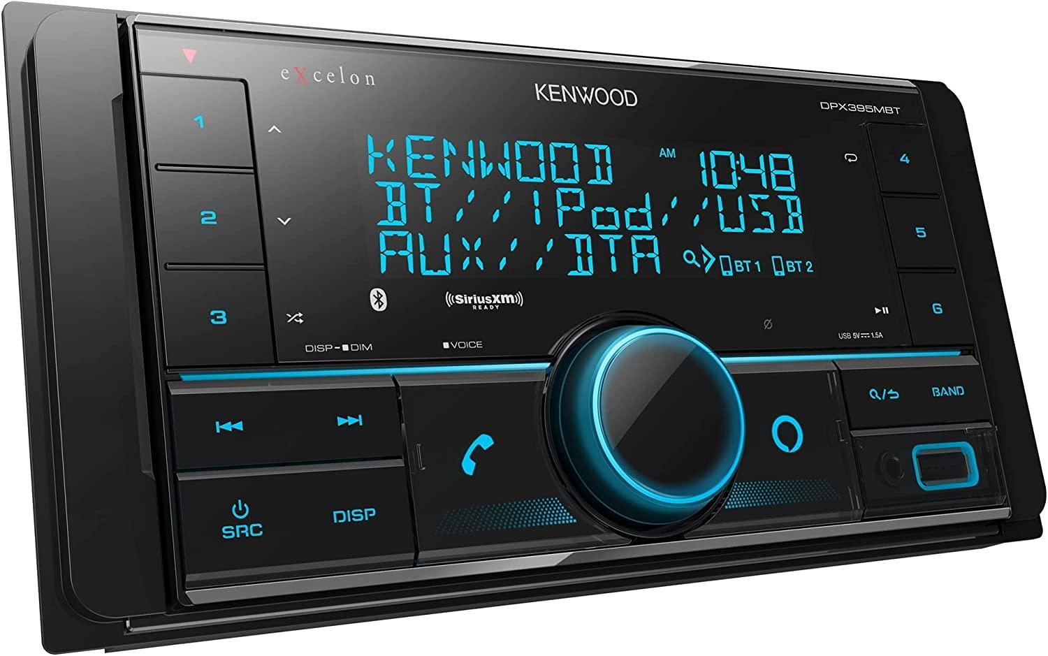 Kenwood KENWOOD DPX395MBT Double DIN in-Dash Digital Media Receiver with Bluetooth (Does not Play CDs), Mechless Car Stereo Receiver, Amazon Alexa Ready - Black, Plus SXV300V1 SiriusXM Tuner
