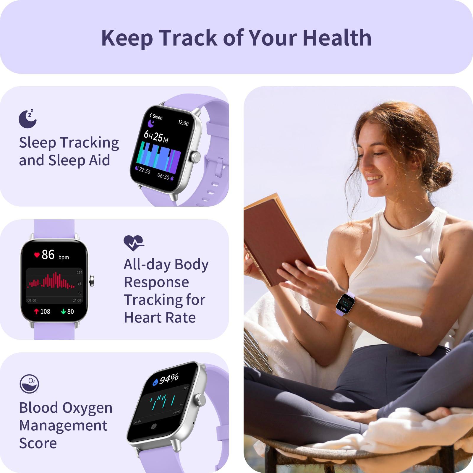 Yoever Yoever Smart Watch for Women iPhone & Android, 1.8" Smartwatch with Bluetooth (Answer/Call) Built-in Alexa, Fitness & Sleep Tracker with 110+ Sport Modes, Heart Rate/SpO2 Monitor, IP68 Waterproof