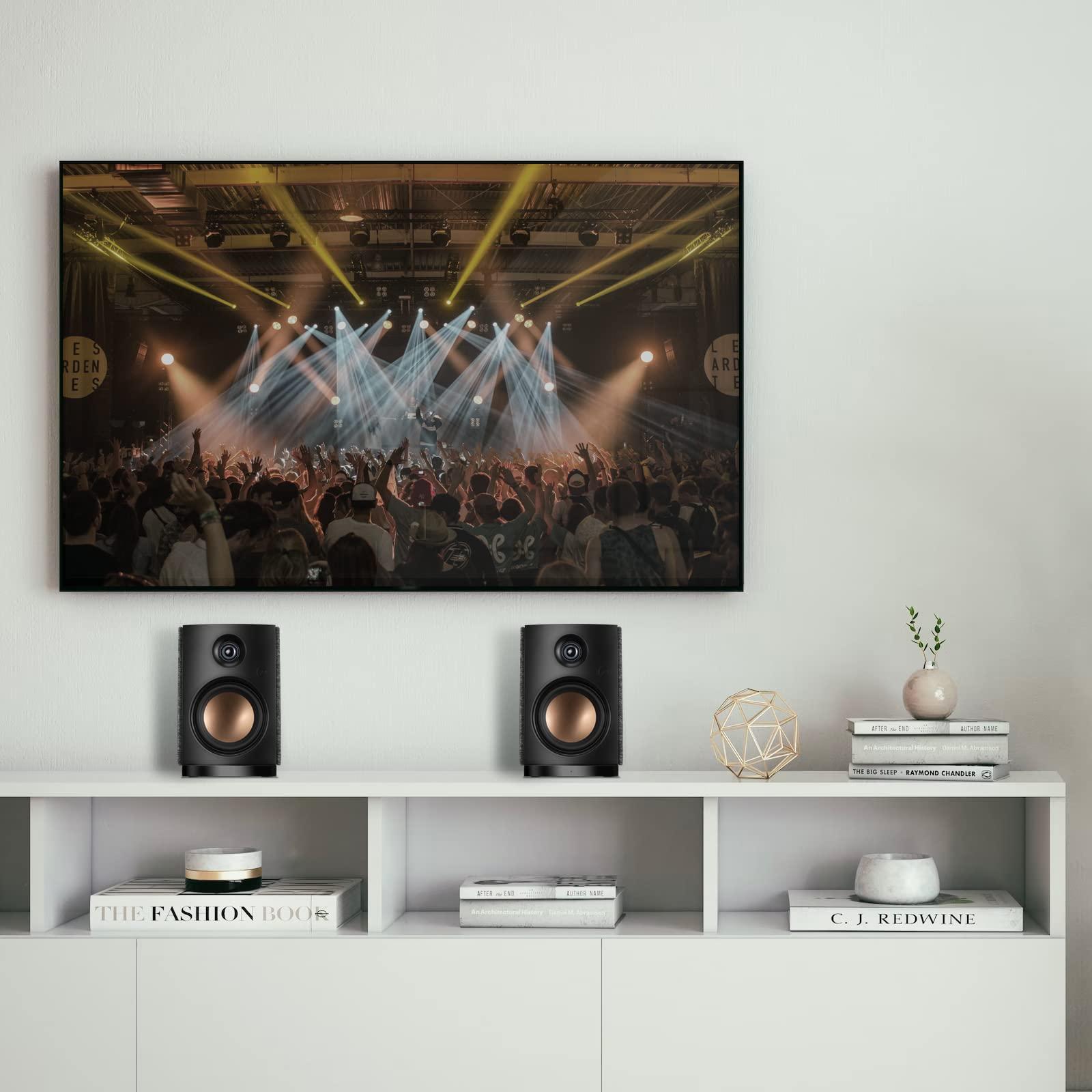 HiVi-Swans HiVi-Swans OS-10 HiFi Stereo Speakers, Bluetooth 5.0 Active Computer Bookshelf Speakers - 4'' Dynamic Woofer, Powered Desk Speakers 62w RMS with Touch Control for PC/Phone/TV/Monitor (Pair)