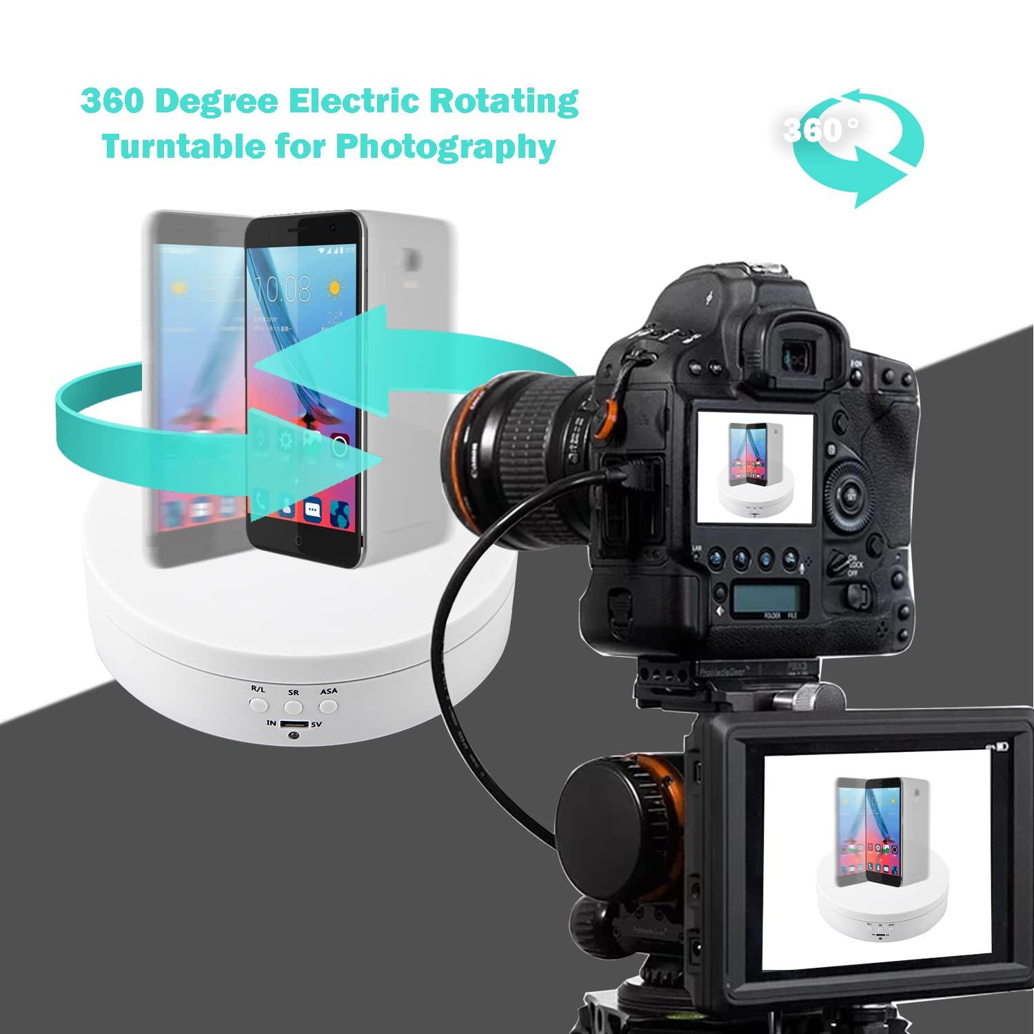 Leadleds Leadleds 3 Speeds Electric Rotating Display Stand, 360 Degree Turntable Display Stand for Photography Video Shooting Props Jewelry (White)