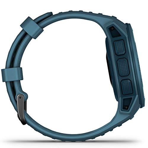 Garmin Garmin Instinct, Rugged Outdoor Watch with GPS, Features GLONASS and Galileo, Heart Rate Monitoring and 3-Axis Compass, Lakeside Blue (Renewed)