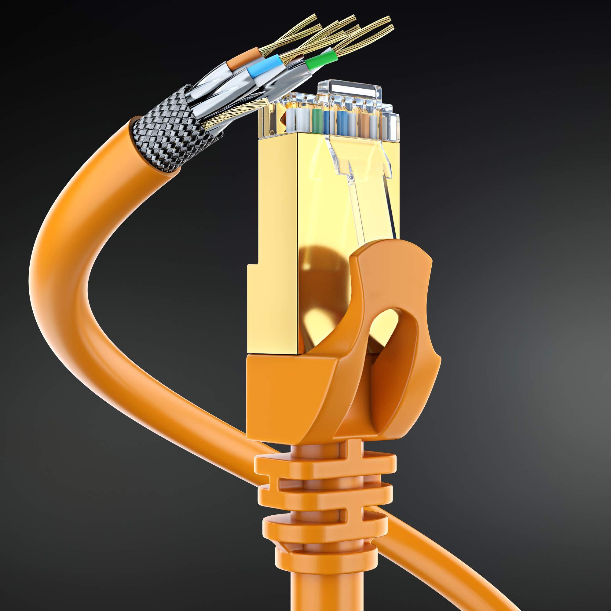 Maximm Cat 7 Ethernet Cable 20 ft - (2 Pack) High-Speed Cat7 Internet & Network LAN Patch Cables, RJ45 Connectors - Perfect for Gaming, Streaming, and More (Orange)