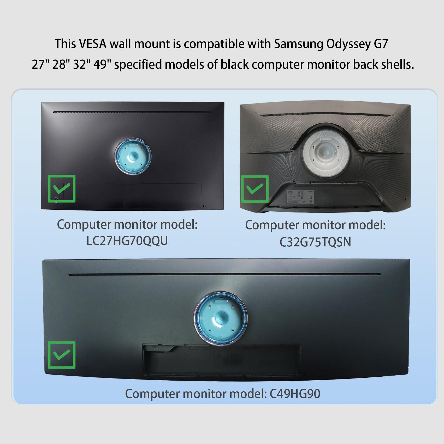 Tjyuze BN96-42913A/BN61-14898A Wall Mount Adapter Bracket Compatible with Samsung Odyssey G6 VESA G7 27\" 28\" 32\" 49\" LC27G75T S28BG702EC LC32G75T C49HG90D C49J890D S49A950UIC C49RG90SSN