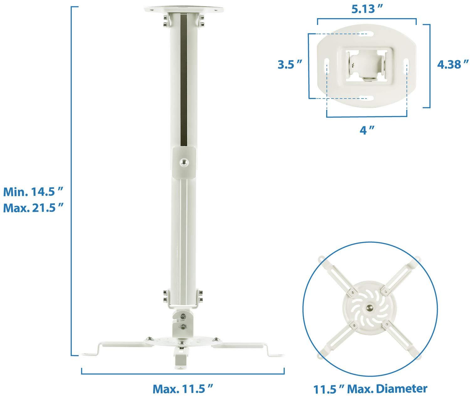 Mount-It! Mount-It! Ceiling Projector Mount | Full Motion and Height Adjustable from 14.5 - 21.5 Inches | Universal Bracket Fits Epson, Optoma, Benq, and Viewsonic Projectors | 30 Lbs Capacity (Medium)