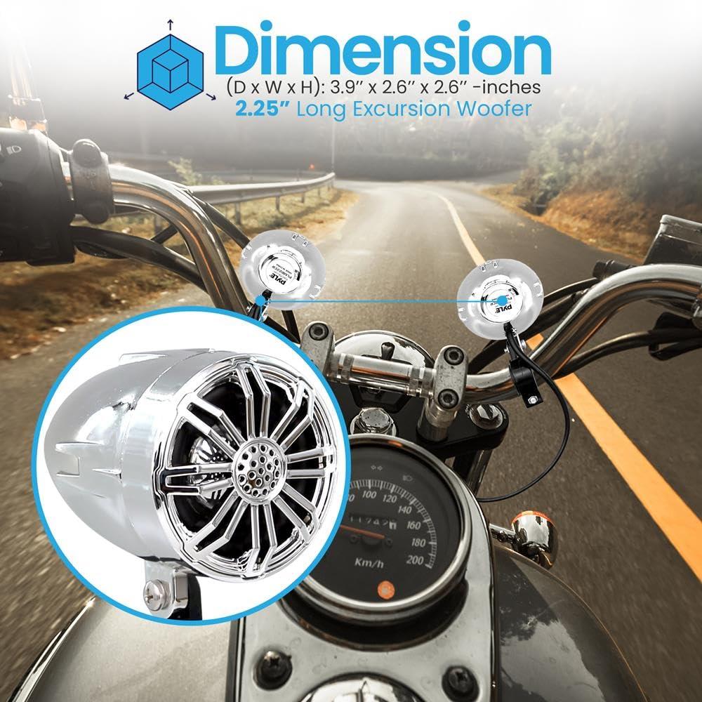 Pyle PyleUsa 2.25 Waterproof Off-Road Speakers - 20W Marine Grade Passive Woofer Sound System Full Range Outdoor Audio Stereo Speaker for Motorcycle, Car, ATV, 4x4, Jeep, Boat, Includes Brackets (Chrome)