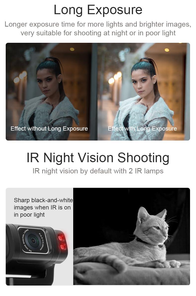 Yoidesu 5K Handheld Pocket Camcorder, 36MP Vlogging Camera with Rotatable 3.5 Inch IPS, 10X Digital Zoom, Night Vision YouTube Portable Video Camera, 120 Wide Angle,