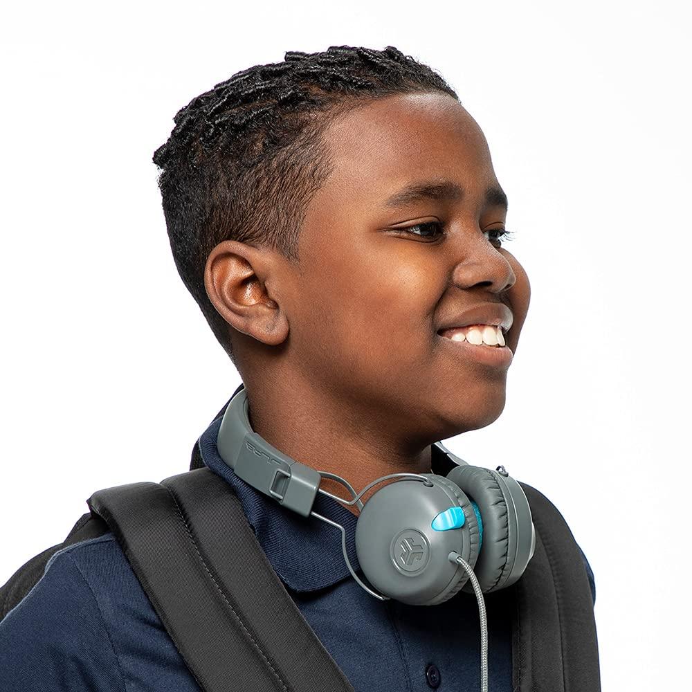 JLab JLab JBuddies Learn On-Ear Kids Headphones, Retractable Boom Mic, Built-in Volume Regulators for Safety, Folding, Adjustable, Great for Schooling Homework and Virtual Classes