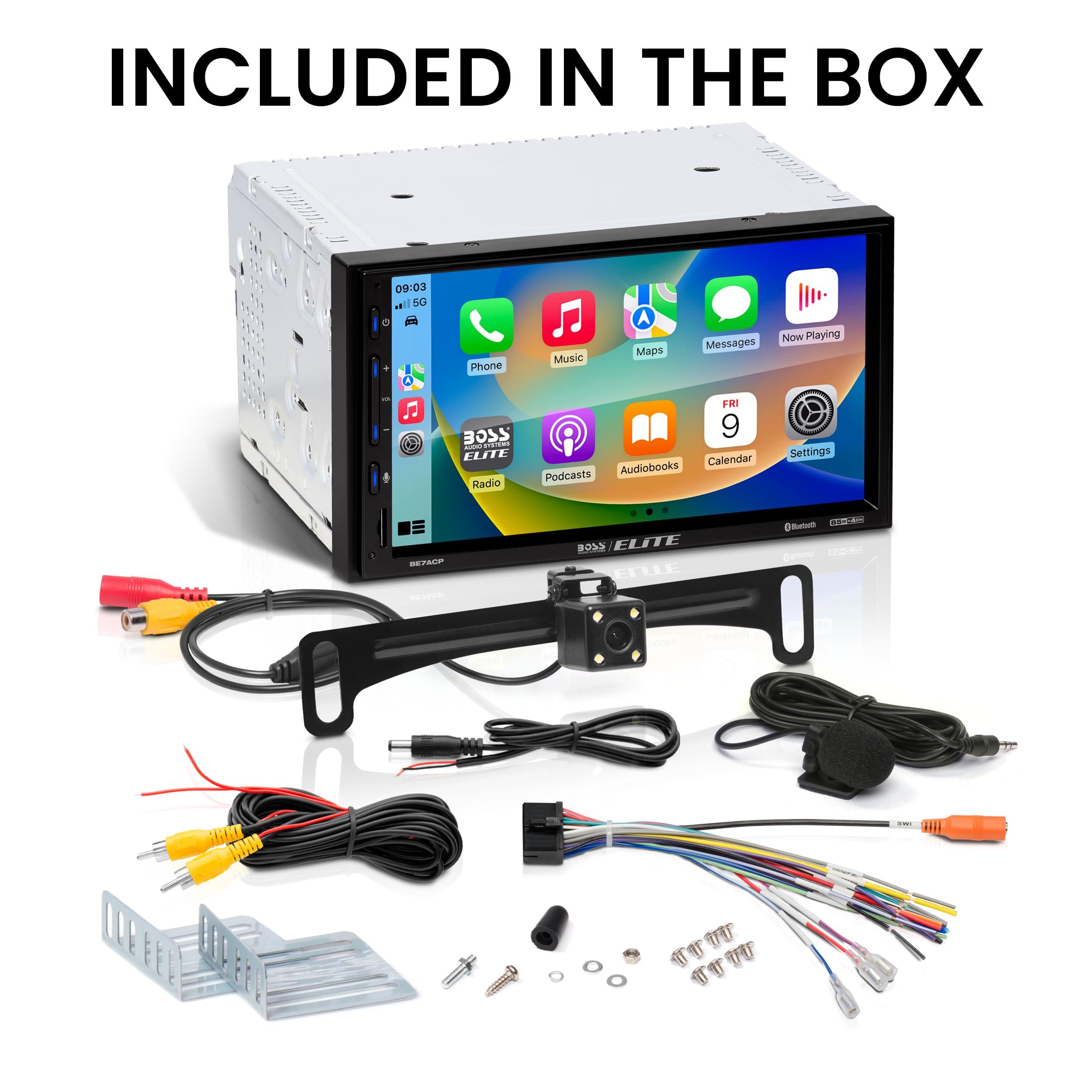 BOSS Audio Systems BOSS Audio Systems Elite BE7ACP-C Car Stereo - 7\" Display, Apple CarPlay & Android Auto Head Unit, Double DIN Touch Screen Car Stereo, Bluetooth, AM/FM Radio Receiver, USB, SD, Backup Camera