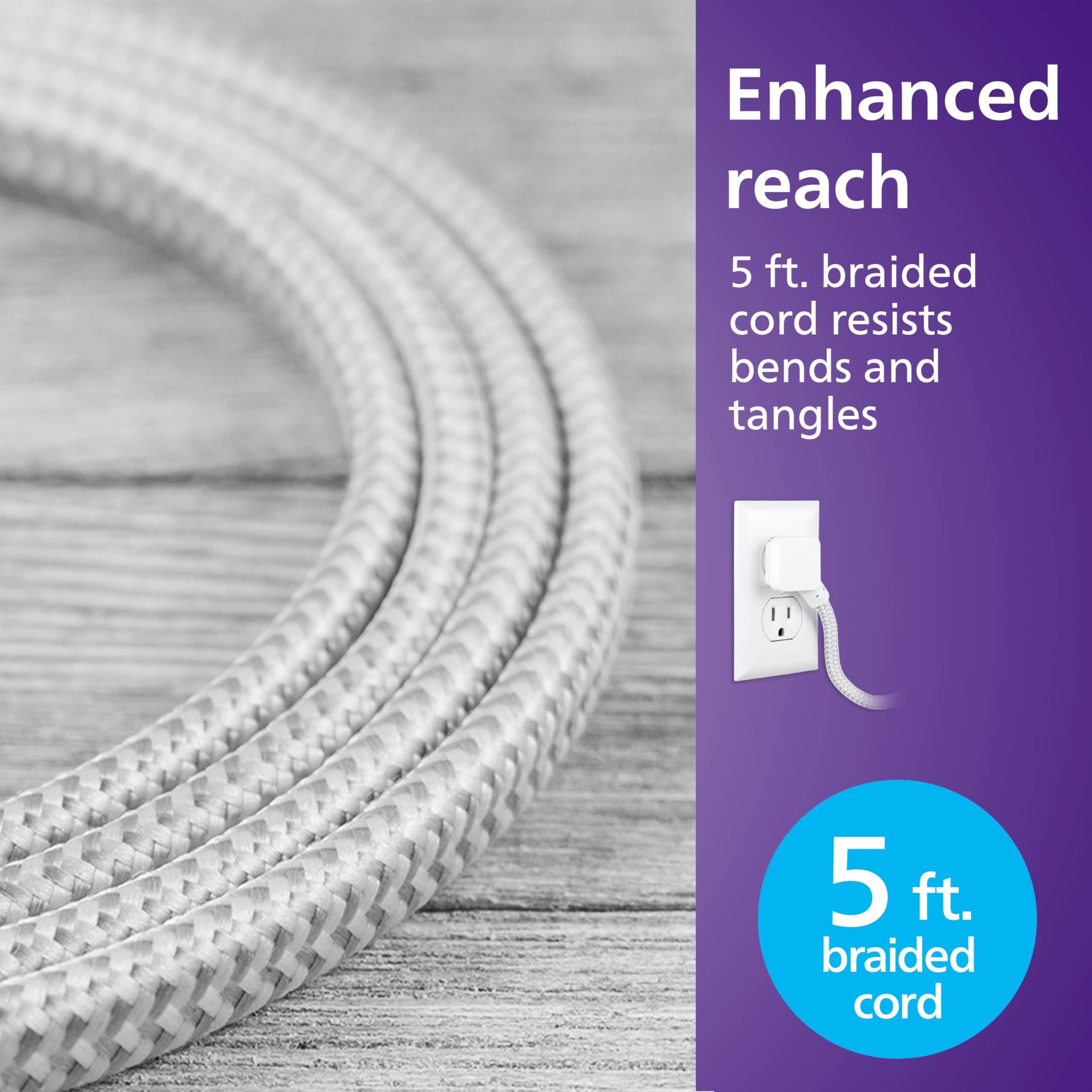 Philips Philips USB Desktop Charging Station, 32W 5 Ft USB C & A Ports, 2 Grounded Outlets, Multiport Charging Hub for iPhone 13-16 Series, iPad Pro, Braided Cord, DLP3553W/37