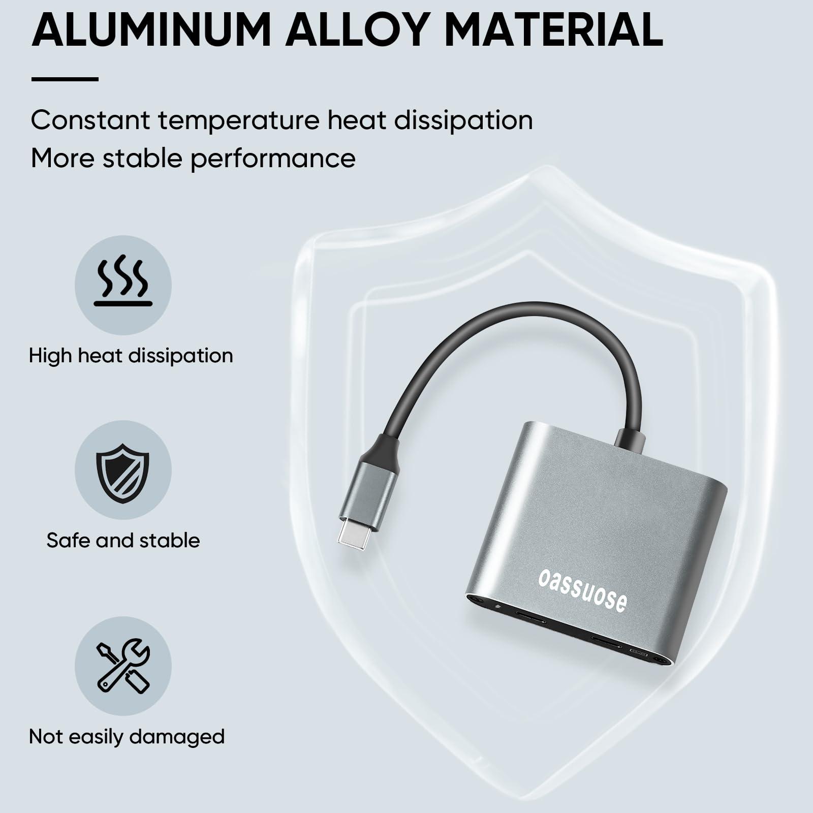 Oassuose USB C to AR Glasses with Charging Adapter,Simultaneously Charge and Play ,Support Up to 100W Fast Charging+8K 60Hz+4K/120/144Hz Compatible Steam Deck, Switch, iPhone15/16 Viture/Rokid/Xreal AR Glasses