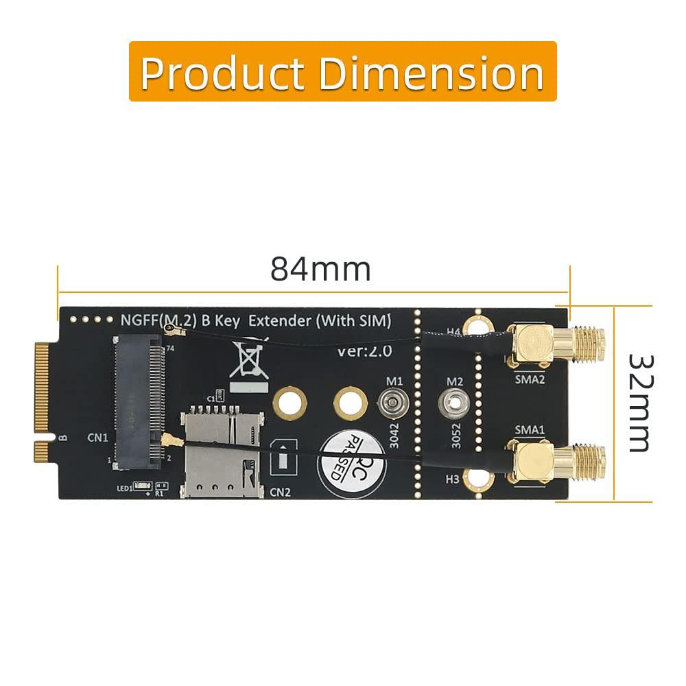Mustpoint Mustpoint M.2(NGFF) Key B Adapter with SIM Card and Antenna for 3G/4G/5G Module