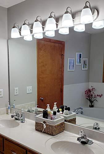 Kira Home Kira Home Armada 48" 6-Light Modern Vanity/Bathroom Light with Brushed Nickel Finish and Frosted Glass Shades