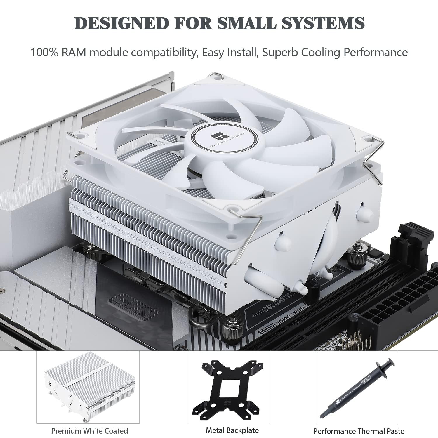 Thermalright Thermalright AXP90-X53 White Low Profile CPU Air Cooler, 53mm Height, TL-9015W Slim PWM CPU Fan, AGHP 3.0 Technology, ITX Heatsink Cooler, for AMD:AM4 AM5/Intel 1150/1151/1155/1156/1200/1700