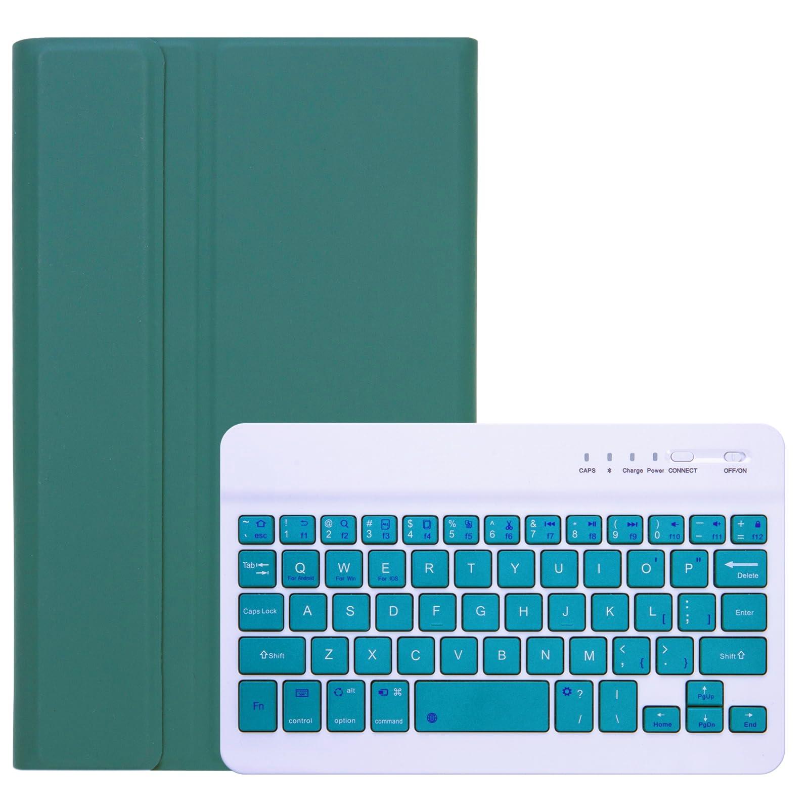 Lrufodya Lrufodya Keyboard Case for Samsung Galaxy Tab A7 Lite 8.7\" 2021, Candy Colors Detachable Wireless Keyboard with Slim Cover for Model SM-T220 T225 T227 (Deep Green)