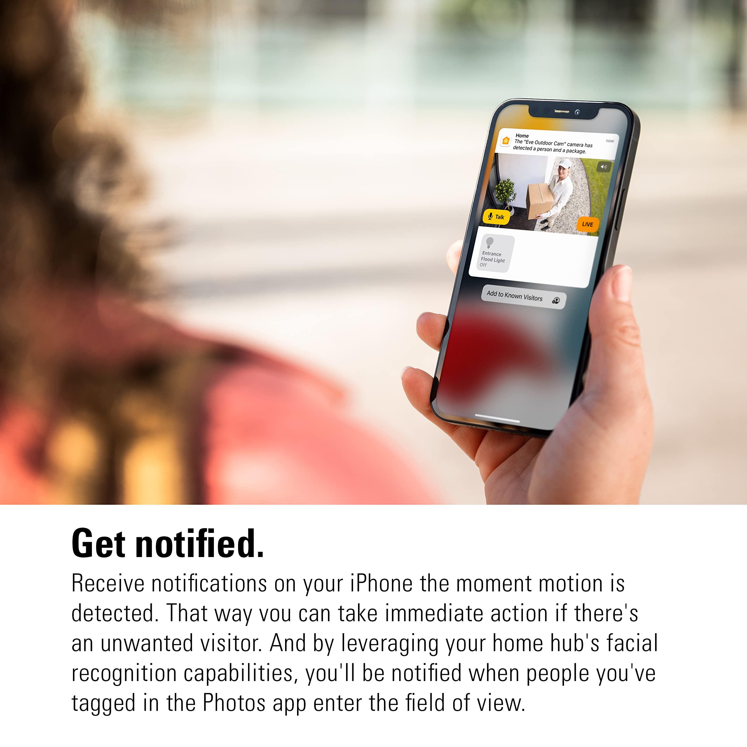 Eve Eve Outdoor Cam (White Edition) Secure floodlight Camera, (HomeKit Secure Video), 1080p, Night Vision, Wi-Fi (2.4 GHz), Motion Sensor, Two-Way Communication, Flexible & Easy Installation