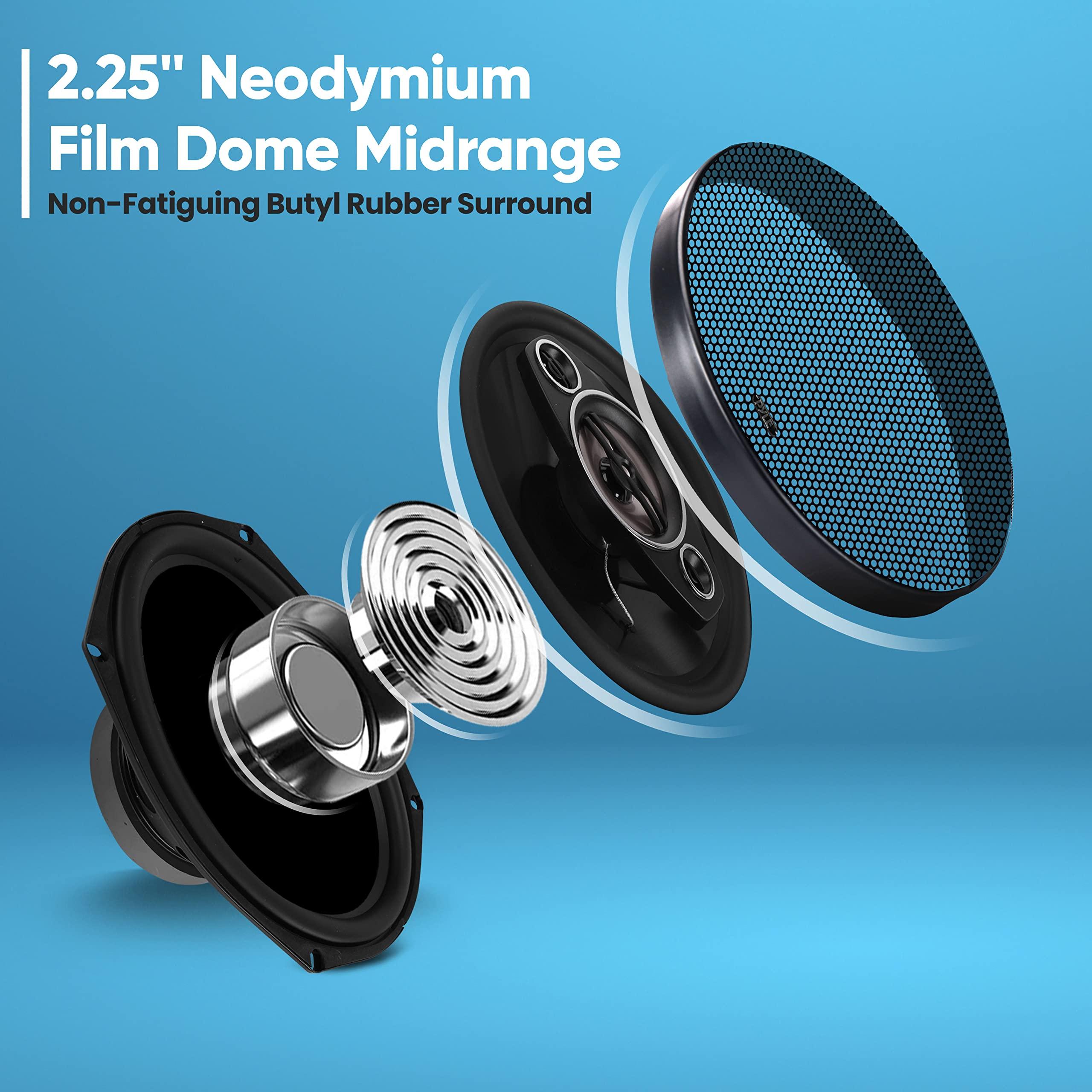Pyle Pyle 6x9"/7x10" car Speakers 4-Way Quadriaxial Full Range Sound Audio - Butyl Rubber Surround, 500W w/ 4Ohm Impedance & 3/4'' Piezo Tweeters - Black Pair