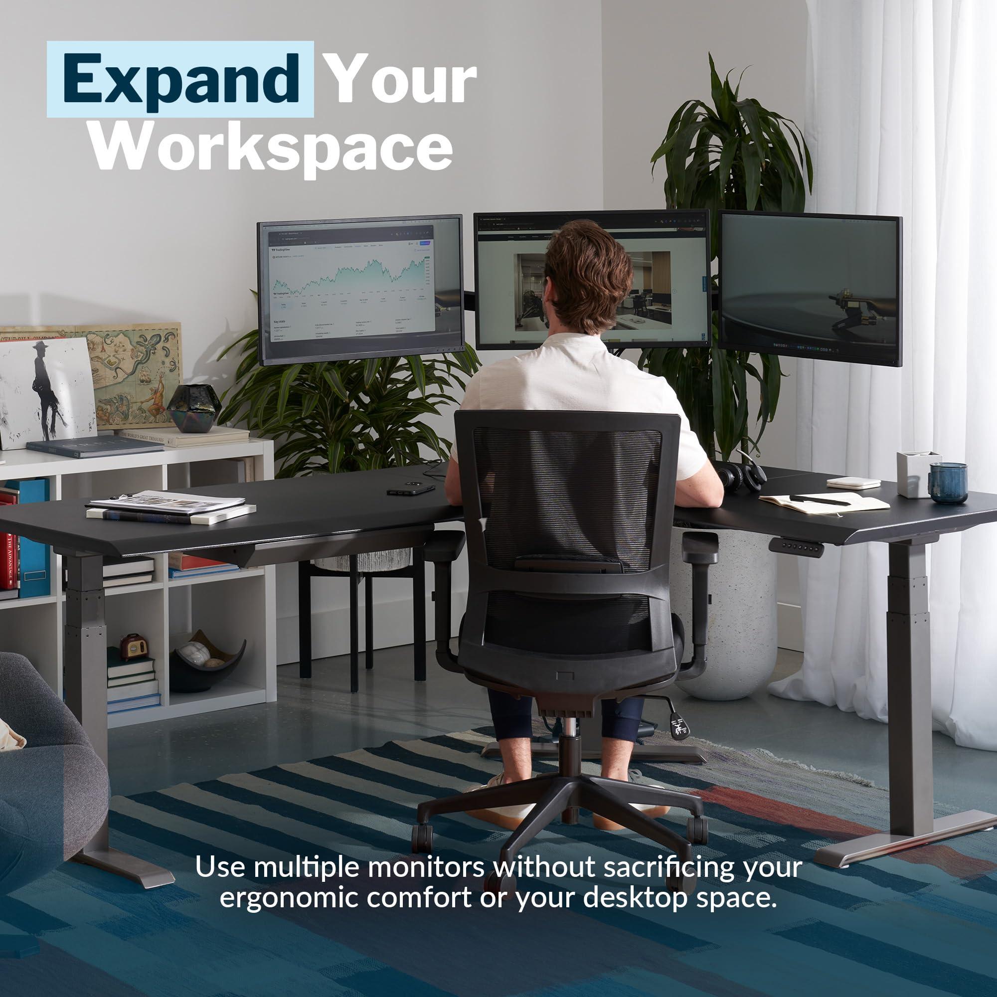 Vari Vari Triple Monitor Arm- Varidesk 3 Monitor Mount- VESA Compatible Monitor Stand with 180 Degree Adjustment- Heavy Duty Articulating Monitor Arm- Computer Monitor Accessories, Black