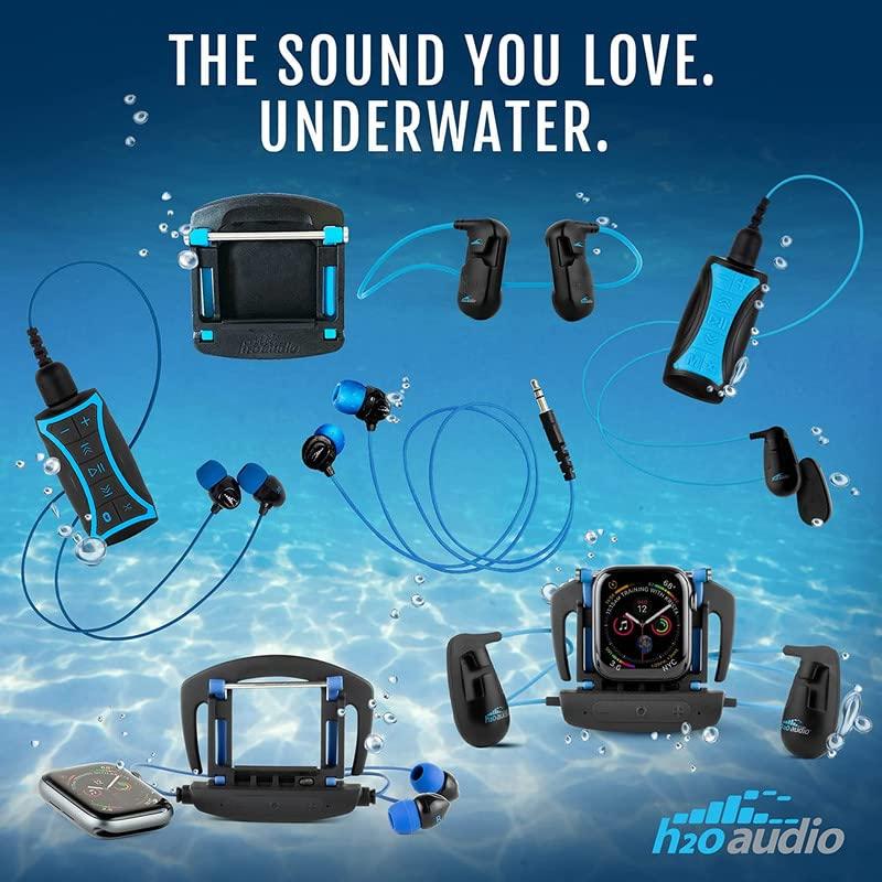 H2O Audio H2O Audio Interval Waterproof Swimming Headphones for Apple Watch  Bluetooth IPX8 Underwater Sports Earbuds with Bass-Amplified Surge S+, 6-Hour Playtime