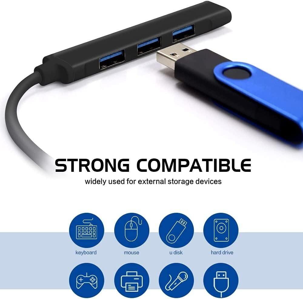 THE PERFECT PART The Perfect Part USB Hub - USB C Hub Multiport Adapter, 4 Port USB C Splitter for Laptop, PC, Phone, iPad Pro, iPad & MacBook Pro, Mini Portable 3.0 & 2.0 USB Extender Hub, Type C Charging Hub (BLACK)