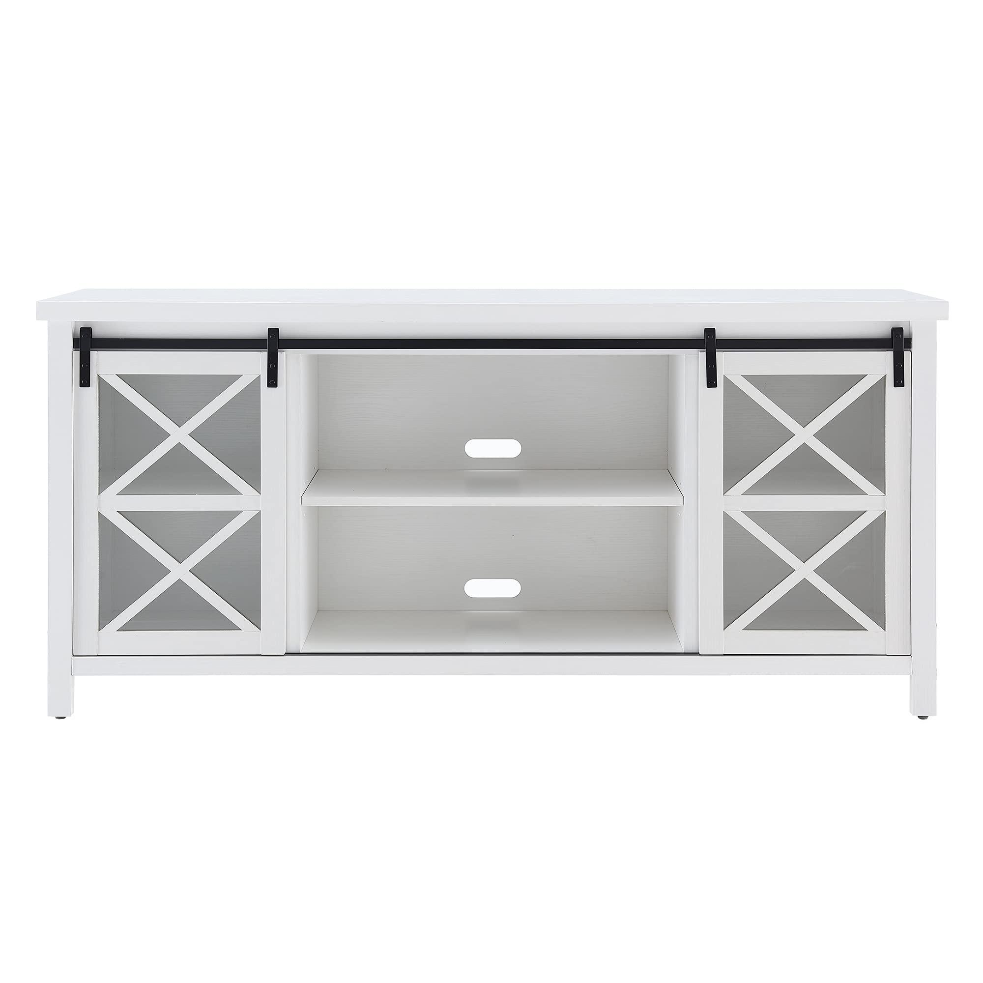 Henn&Hart Clementine Rectangular TV Stand for TV's up to 80" in White