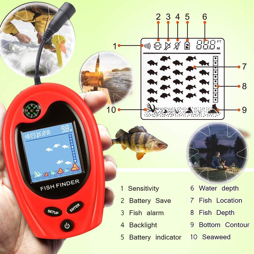 LUCKY LUCKY Sonar Portable Fish Finder Transducer Wired Water Depth Finders Boat Kayak Transducer Fish Finder Handheld Fishing Gifts for Men