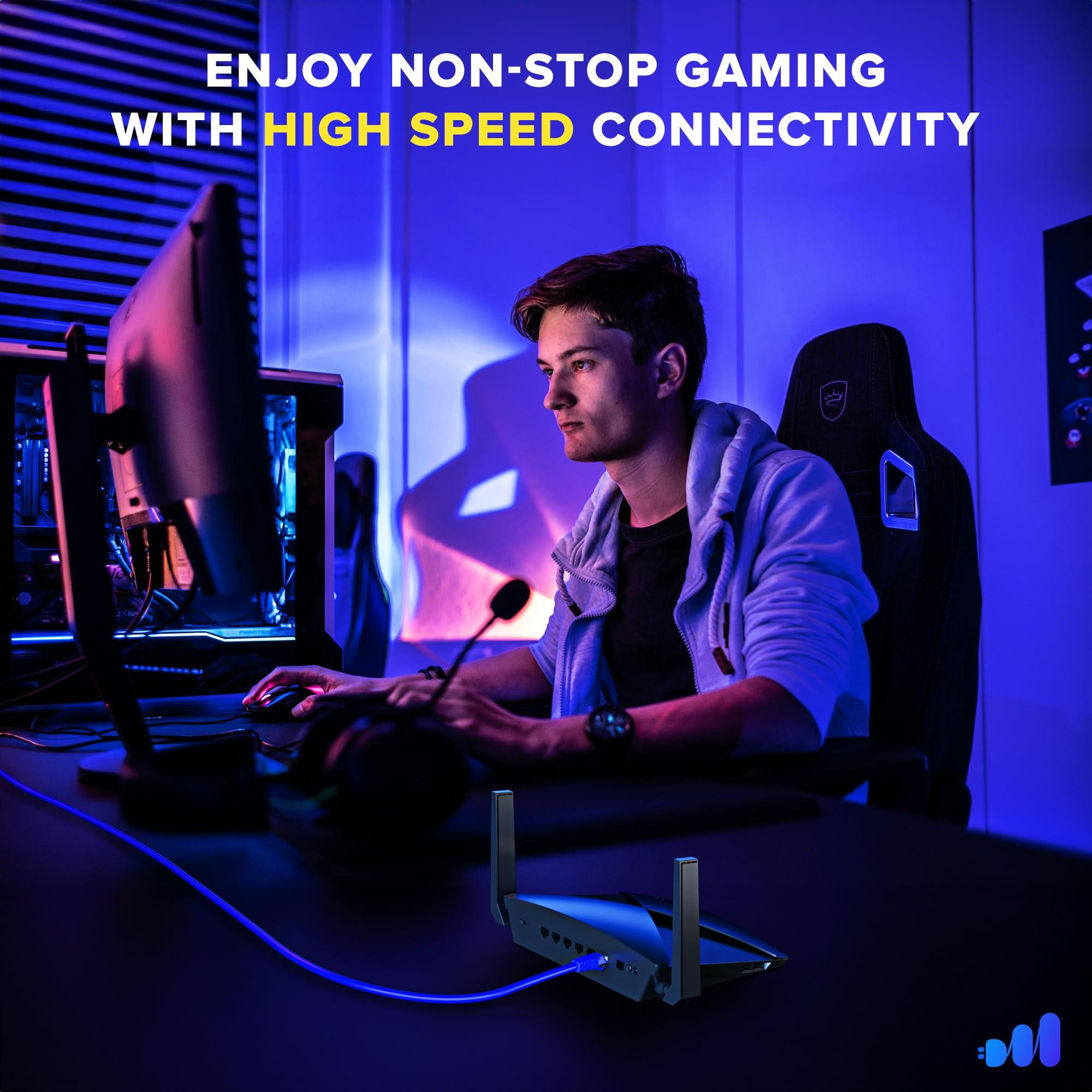 Maximm Maximm Cat 6 Ethernet Cable 250 ft - High-Speed LAN Cable, Internet Cable, Patch Cable, and Network Cable - UTP, 10Gbps, 550MHz Ethernet Cord - Blue