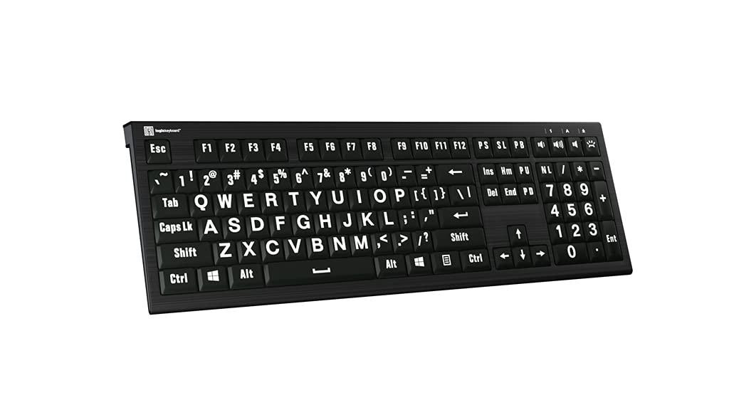 Logickeyboard Logickeyboard \'Astra2\' with Large Print Backlit White Letters on Black Keys Made for Windows PC p/n LKB-LPWB-A2PC-US