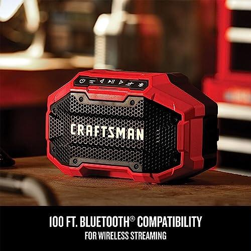 Craftsman CRAFTSMAN V20 Wireless Portable Bluetooth Speaker, Tool Only (CMCR001B), Red
