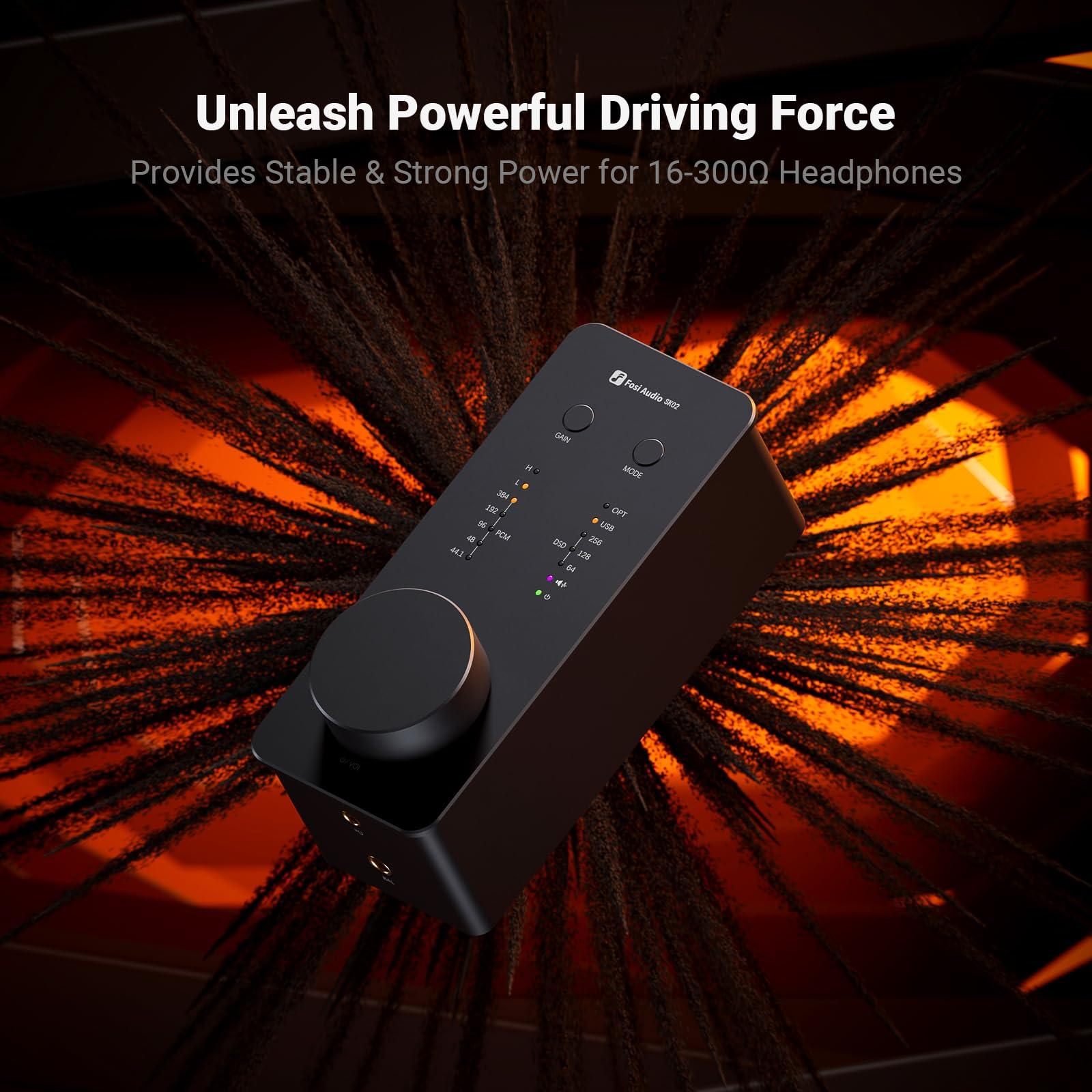 Fosi Audio Fosi Audio SK02 DAC Amp Headphone Amplifier Desktop USB C to AUX Digital to Analog Audio Converter Adapter Preamp Optical to 3.5mm 4.4mm Balanced Combo for Home Audio System