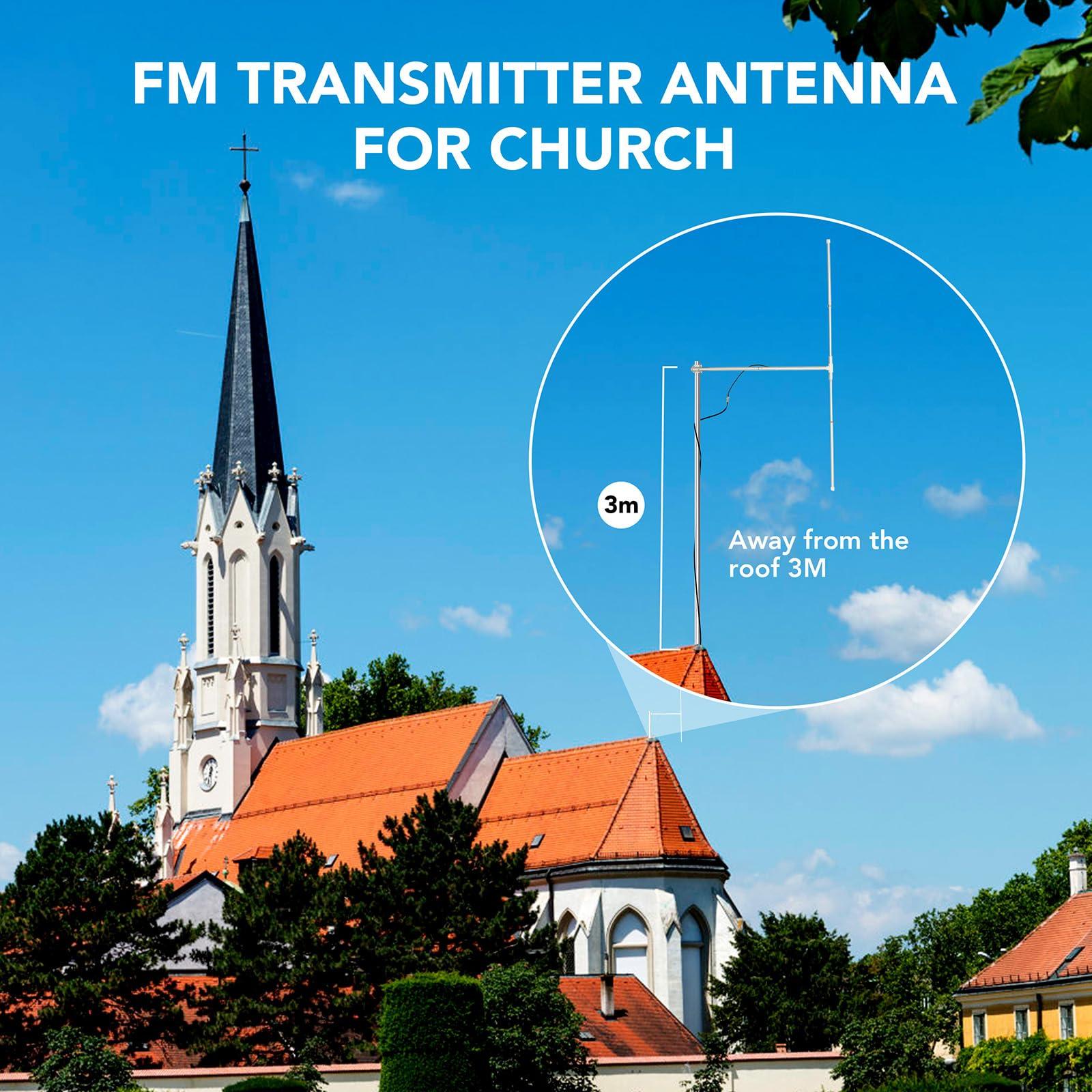 fmuser FMUSER DP100 150W FM Transmitter Antenna Outdoor - 1/2 Wave FM Dipole Antenna for 87-108MHz, Ideal for 0.5W-150W FM Broadcast Transmitter