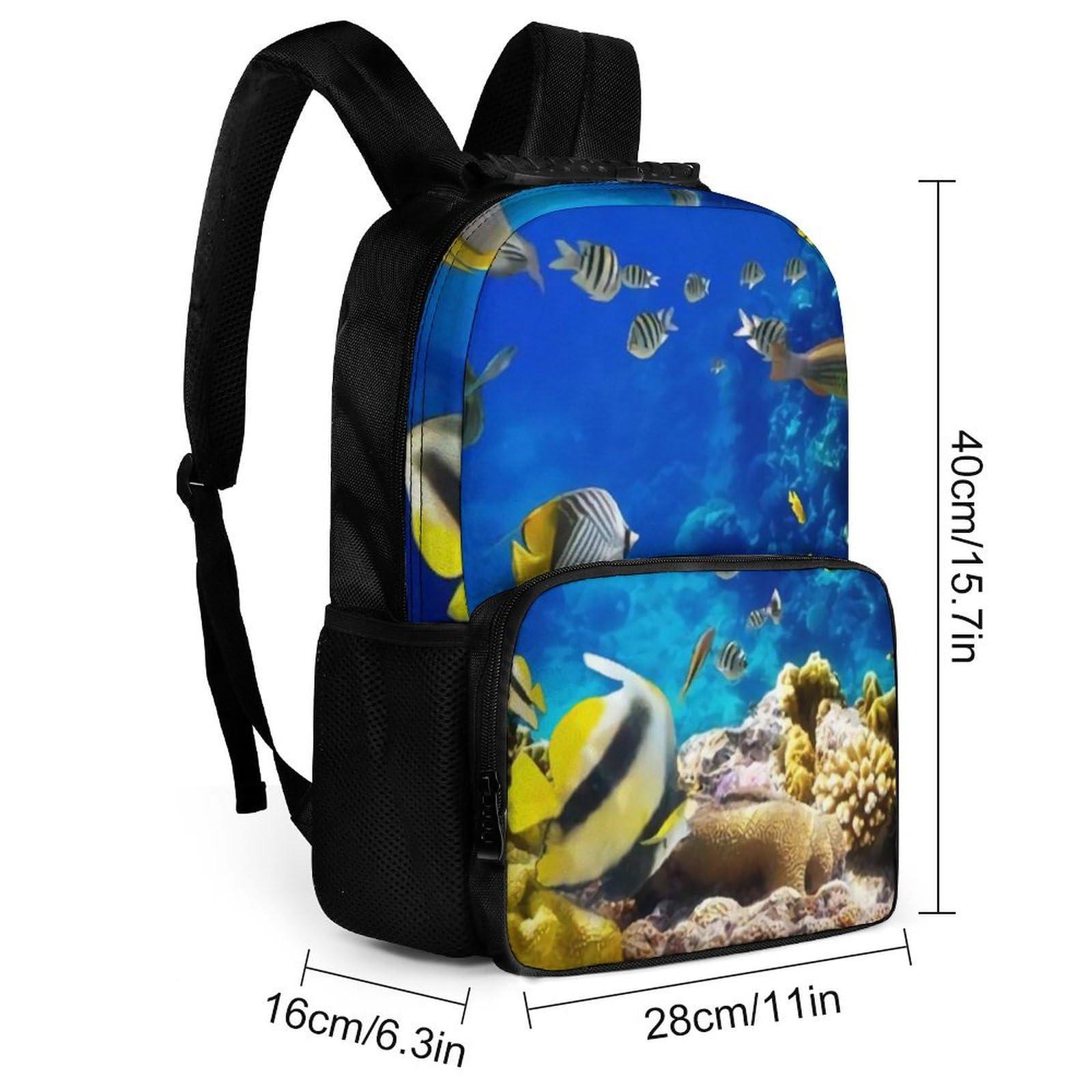 GYAUOLOP034 Tropical Fish with Coral Reef Travel Backpack 16 in Laptop Bag Lightweight Rucksack Business Daypack for Work Office