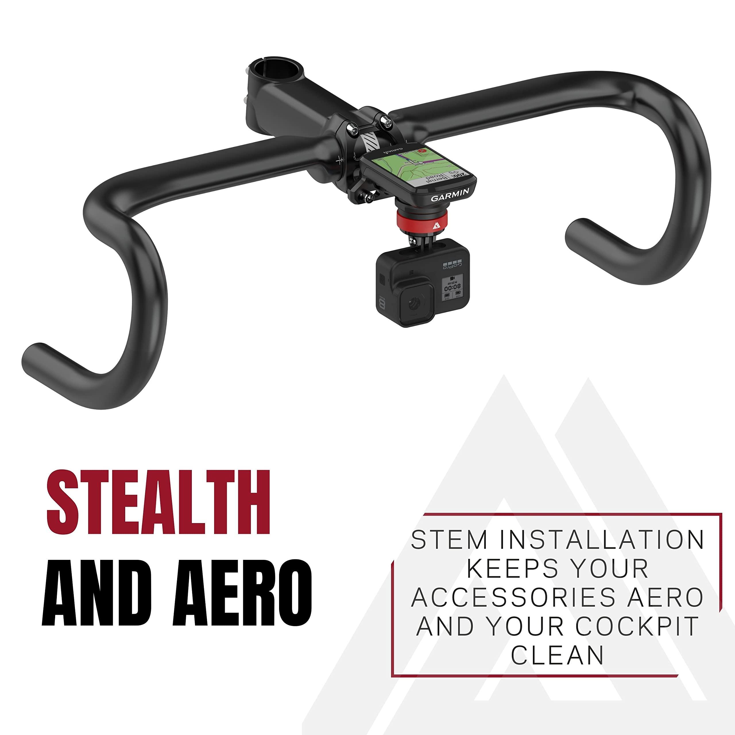 KOM Cycling KOM Cycling Quick Release Stem Mount and KOM Cycling CM06 Quick Release GoPro Computer Mount for Wahoo and Garmin Bike Computers Bundle