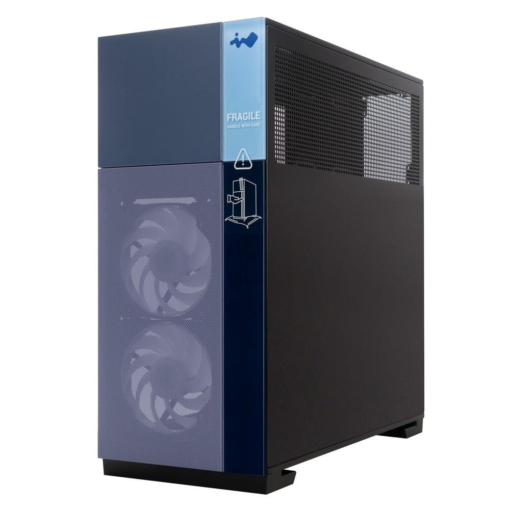 IN WIN InWin F5 Black E-ATX Full Tower Computer Case with Tempered Glass, Mesh Panels, Customizable Front Bezels, and Offers ATX Back Connect Motherboard Support