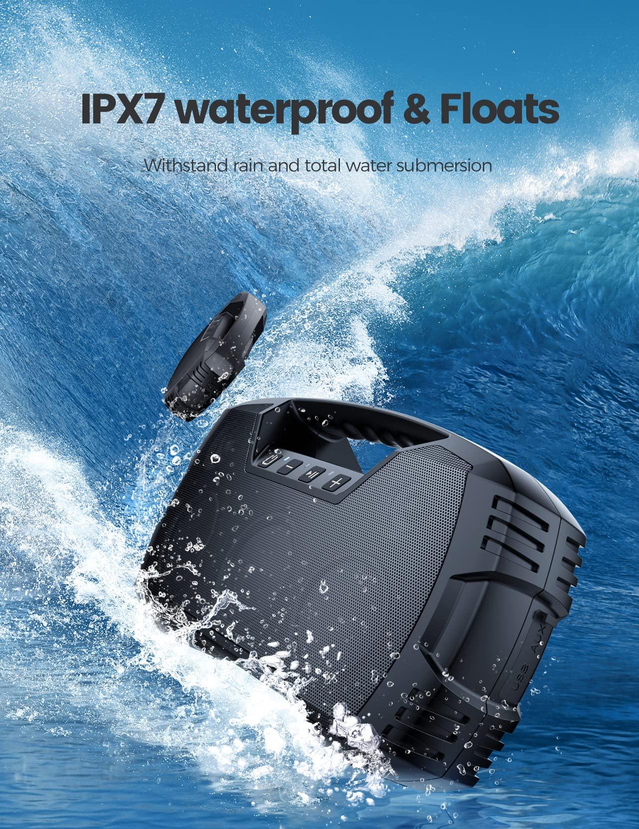 Houl Zallee IPX7 Waterproof Bluetooth Speaker, 40W(60 Peak) Portable Wireless Speakers with Subwoofer, 32H Playtime, Stereo Loud Sound, Deep Bass, Bluetooth 5.0 with Handle for Pool, Beach, Outdoor, Gifts