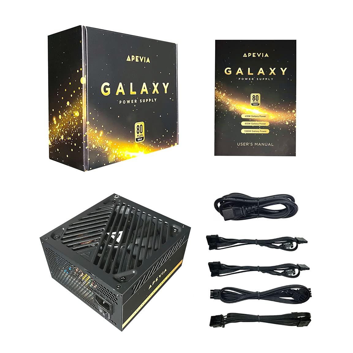 Apevia Apevia ATX-GX850W Galaxy 850W (No PCIe 5.0 & Gen 5 12VHPWR Connector) 80+ Gold Certified Active PFC ATX Semi-Modular Gaming Power Supply