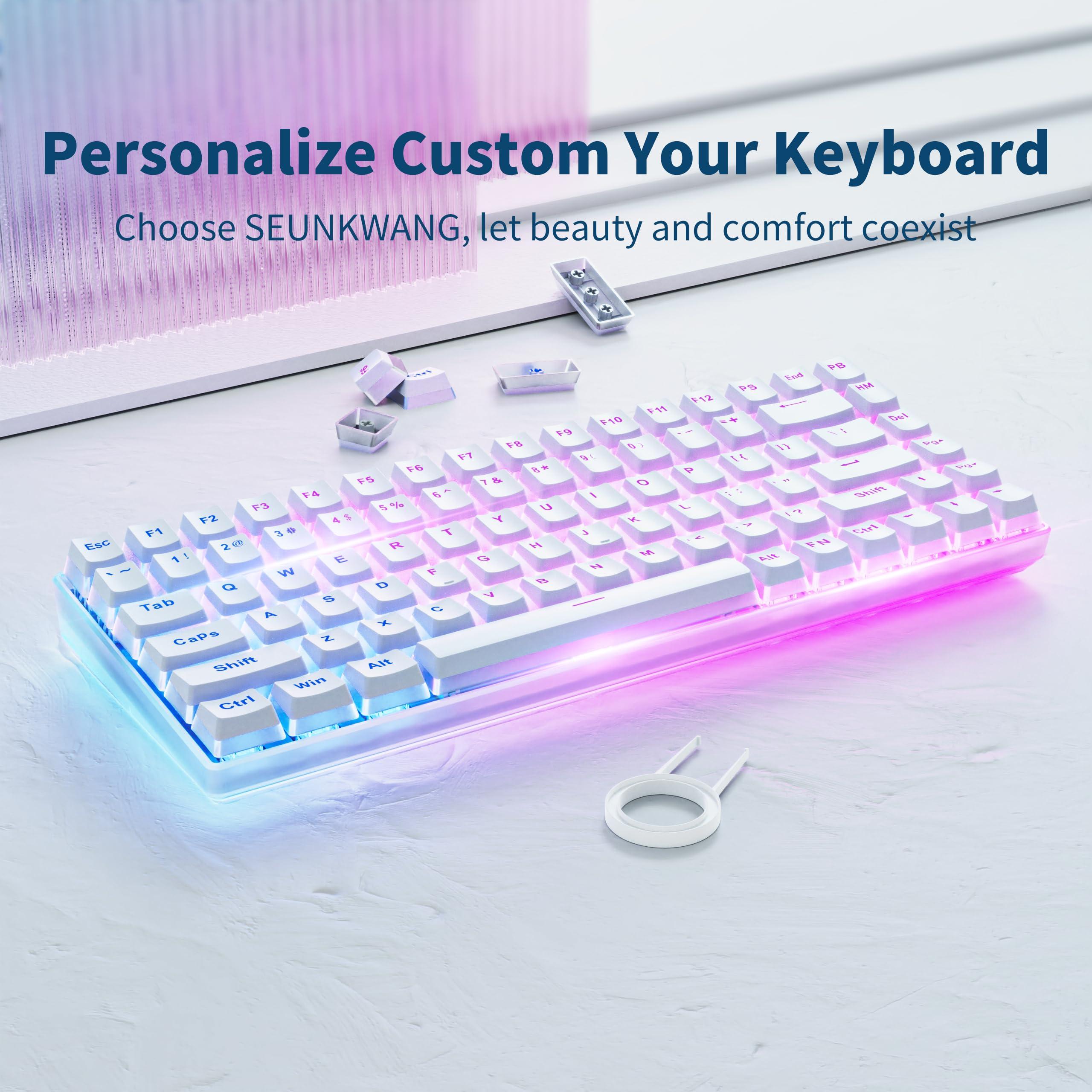SEUNKWANG SEUNKWANG Pudding Keycaps, PBT Keycaps 132 Keys Set Custom Keycap Set, Shine Through Keycaps OEM Profile, Universal Compatible for TH80-X F75 AK820 RT100 F99 Hi75 Keyboard-White