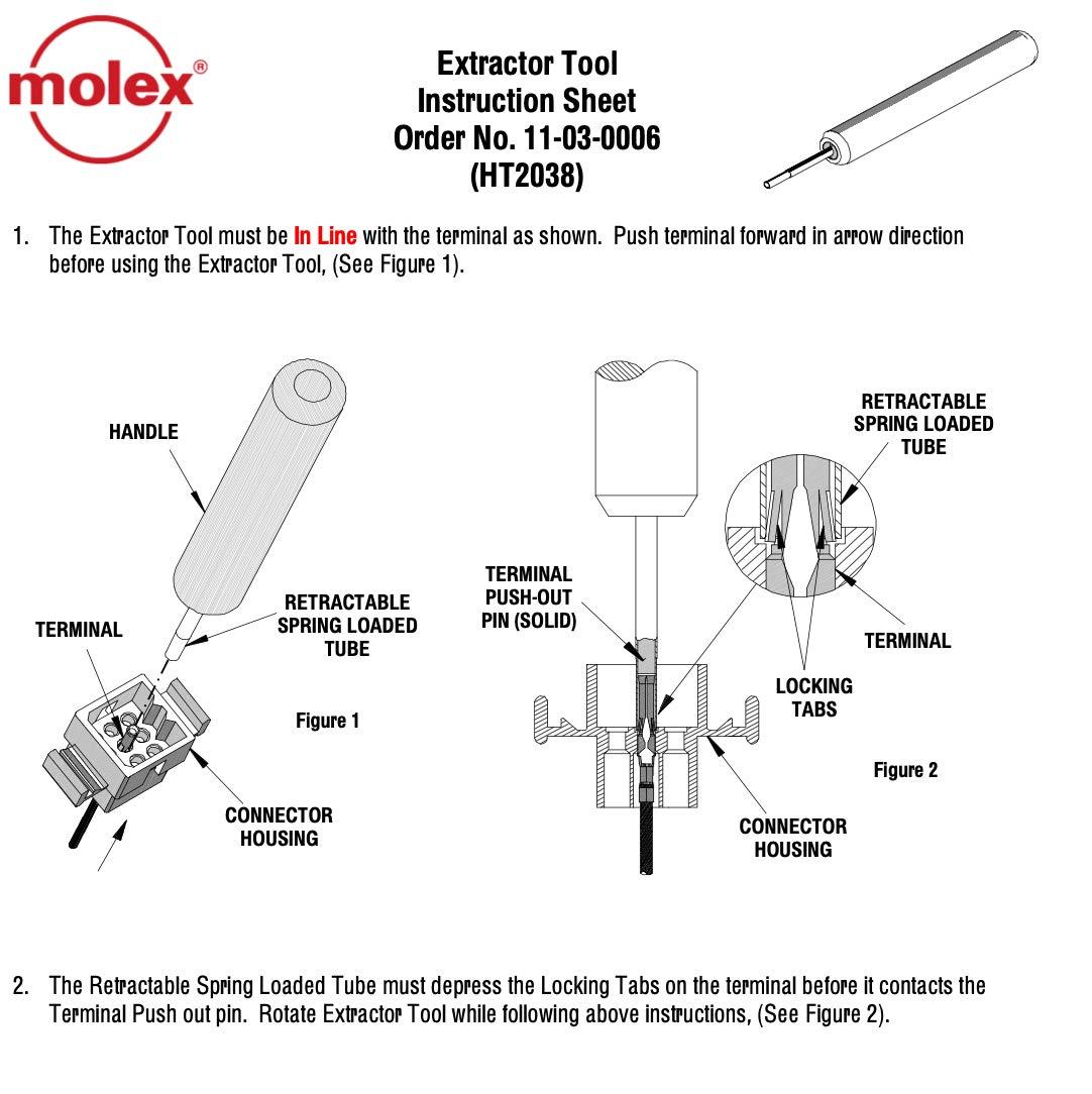 Molex 287pcs Molex 2-15 Pin 14A Connector Kit 0.093", Wire Gauge 14-22 AWG w/Remove Tool