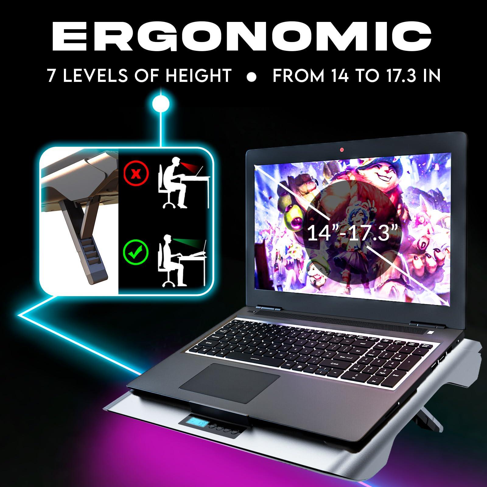 KLIM KLIM Everest Laptop Cooling Pad | New Version 2024 | Powerful Turbo-Fan 4300 RPM Laptop Cooler | Sealed Foam for Maximum Performance | Avoid Overheating and Protect Your Gaming Laptop | 14-17.3 in