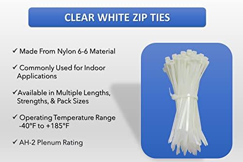 KABLE KONTROL Kable Kontrol Heavy Duty Cable Zip Ties 100 Pcs 9 Inch, Natural White, 250 Lbs Tensile Strength, Self-locking Nylon Clear Plastic Wire Ties wraps for Indoor or Outdoor Use