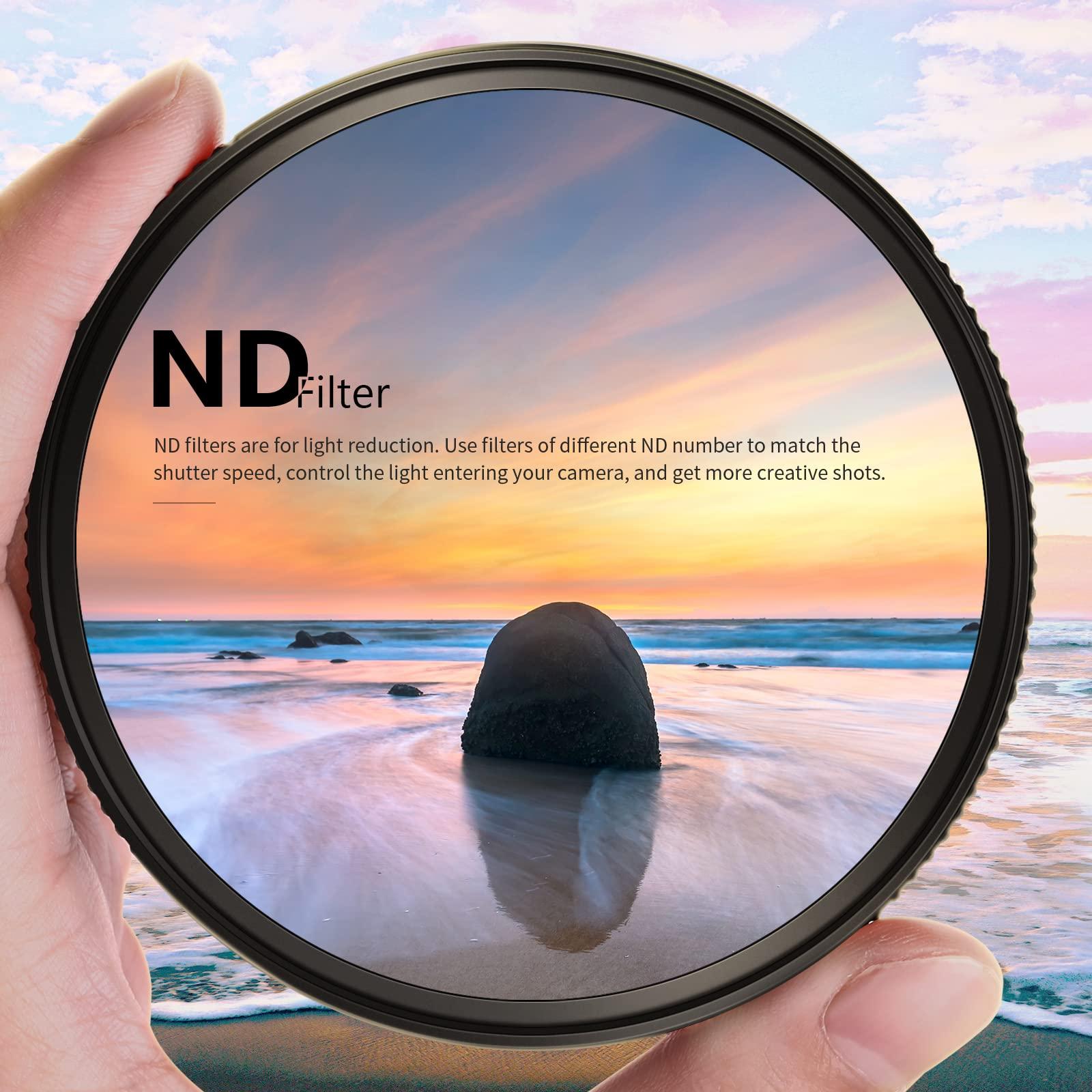 NEEWER NEEWER 77mm ND Filter ND1000 10 Stops Neutral Density Filter Multi Layer Nano Coated/HD Optical Glass/Water Repellent/Scratch Resistant/Ultra Slim Black Matte Aluminum Alloy Frame for Long Exposure