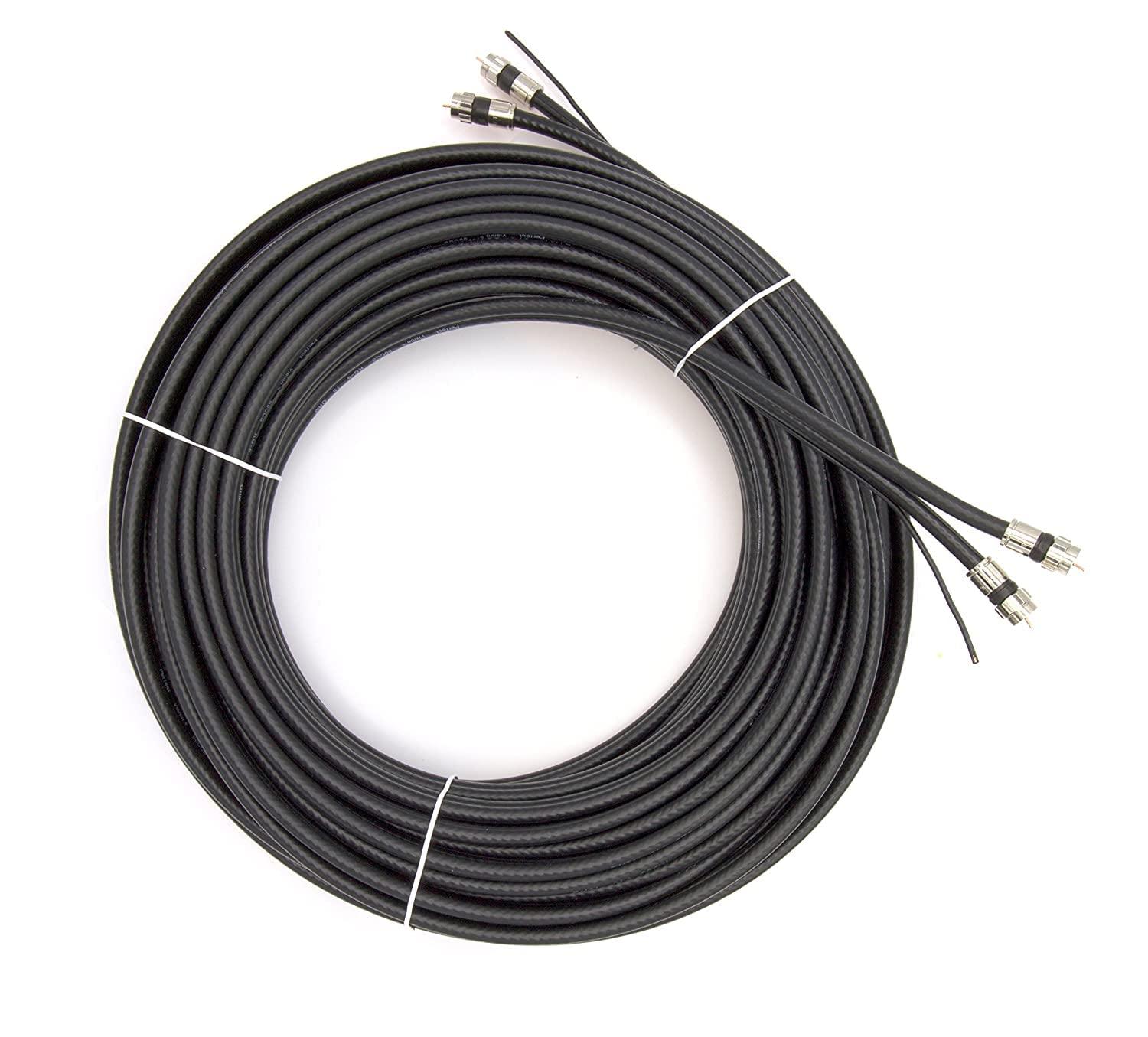 THE CIMPLE CO THE CIMPLE CO 200 Feet, Black - Dual RG6 Twin, Siamese Coaxial Cable with 18 AWG Copper Ground Wire - Use with Satellite, Cable TV, and HD Antennas - (60 Meter)
