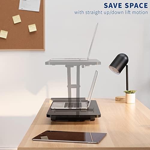 VIVO VIVO Black Small Single Top 28 inch Standing Desk Converter, Tabletop Sit to Stand Monitor Riser with Scissor Lift Height Adjustment, DESK-V011F