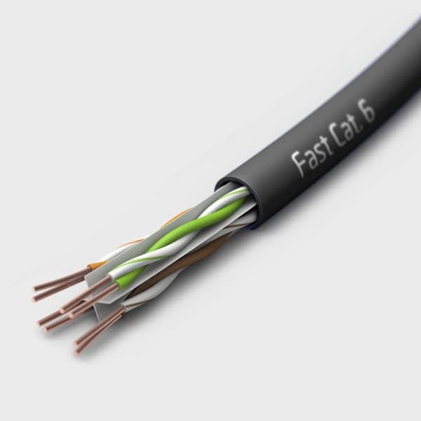 fast Cat. fast Cat. Cat6 Direct Burial Outdoor Ethernet Cable 1000ft - Waterproof Cat6 Cable with 23AWG Solid Copper Conductors - CMX, UTP 550MHz, PoE++ (4PPoE), ETL & UL Listed, Bulk Ethernet Cable (Black)