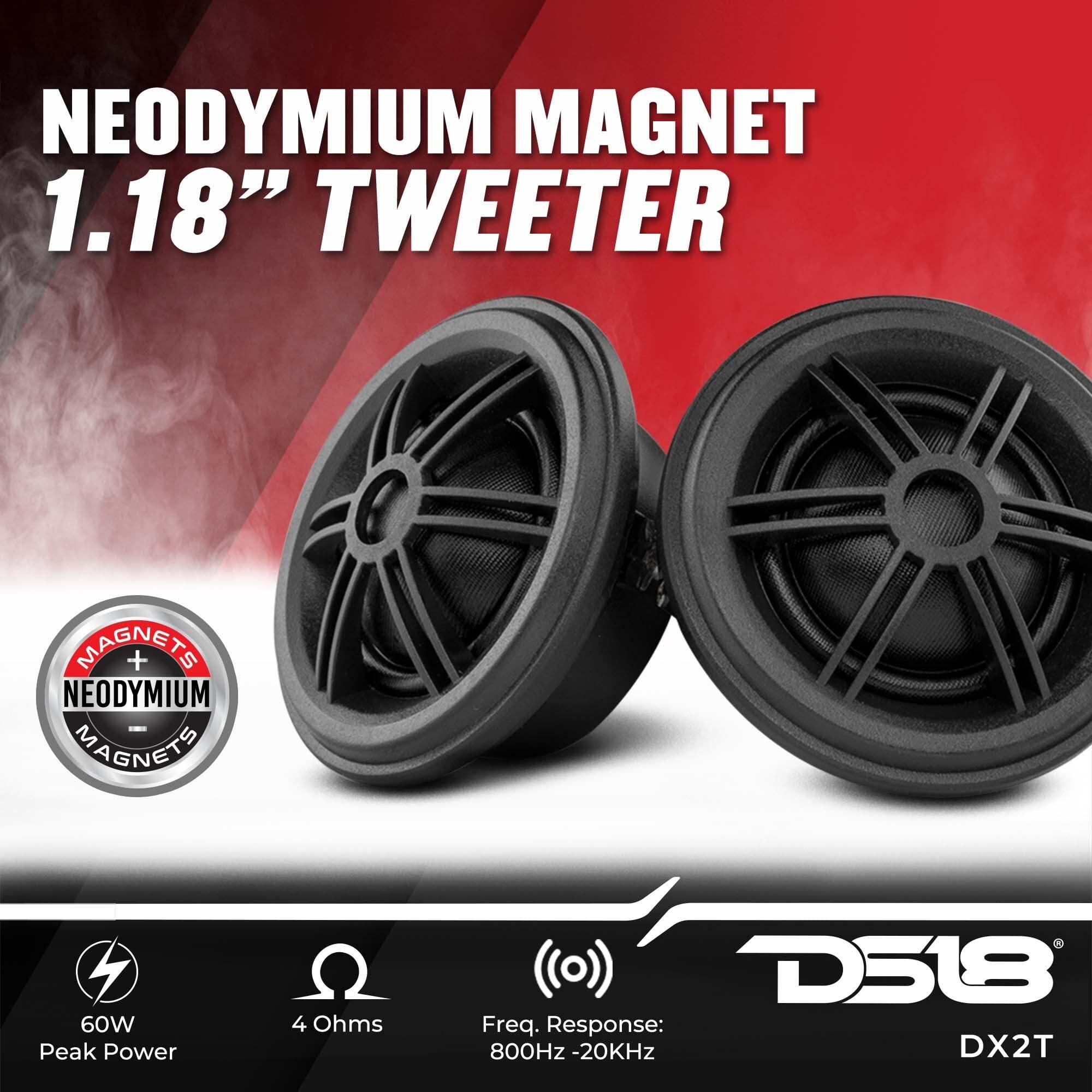 DS18 DS18 DX2 Deluxe 6.5 2-Way Premium Car Audio Component Speaker System - 460 Watts, 4 Ohm - Set with Woofer, Tweeter, and Crossover (6 Piece Set)