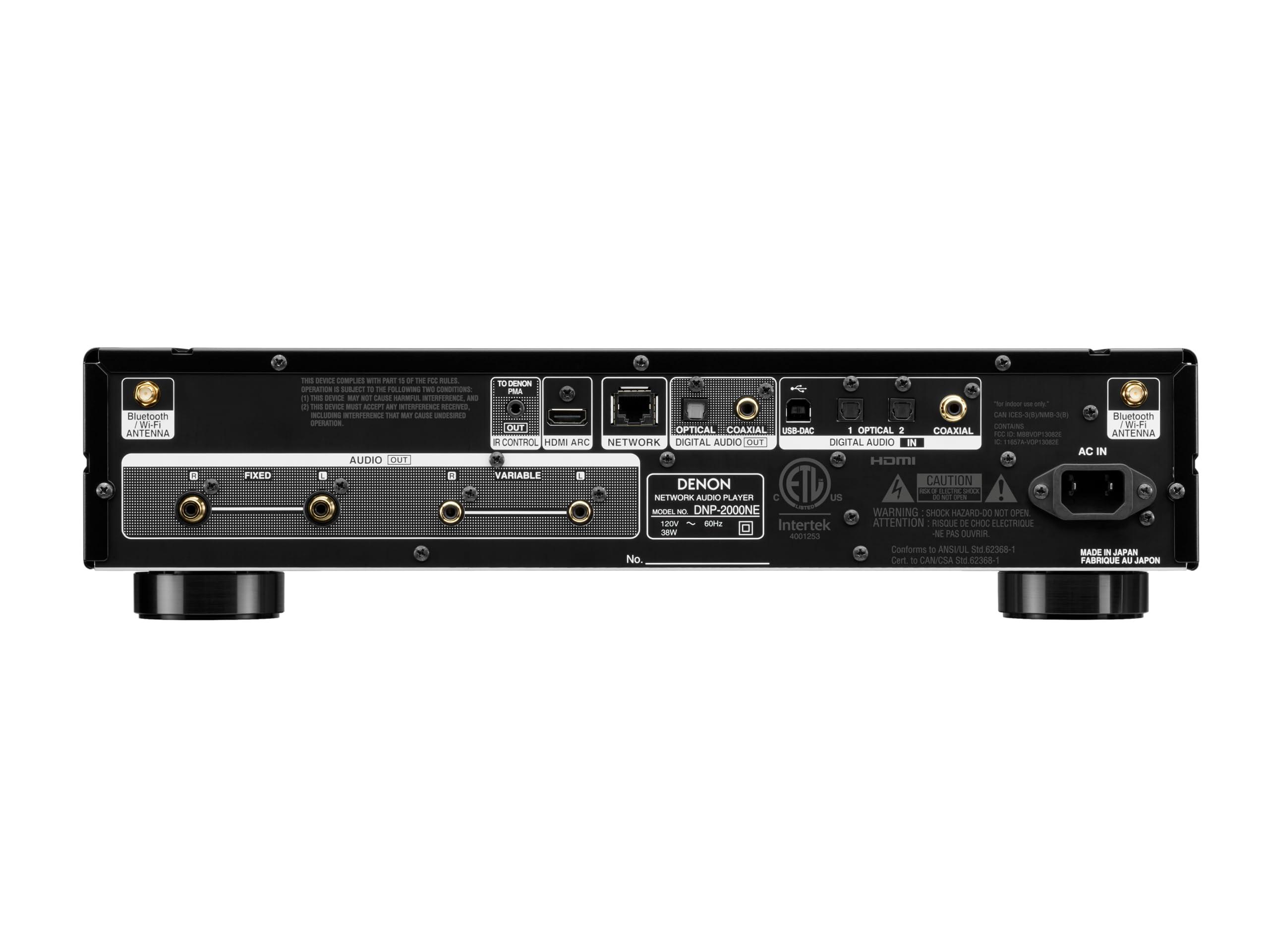 Denon Denon DNP-2000NE Digital Audio Player, Wireless Multi-Room Audio, Ultra AL32 Processing, HEOS Built-in, Quad DAC Configuration, Supports AirPlay 2, Alexa, & Siri Voice Control, Black