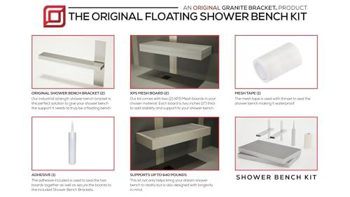 The Original Granite Bracket Floating Shower Bench Kit with GoBoard - Original Shower Bench Bracket (12x18)