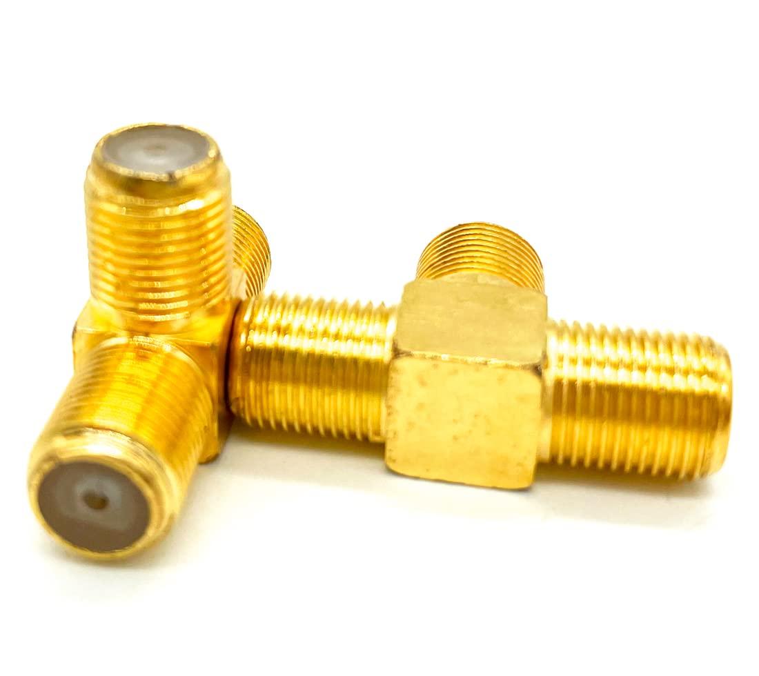 CKANDAY 10 Pack RG6 Coax Coaxial Cable Extender and F Type RG6 Female to 2 Female 3 Way Coax Cable T Splitter Adapter, Coaxial Cable Connector T shape and Female to Female for TV Video VCR Antenna Satellite