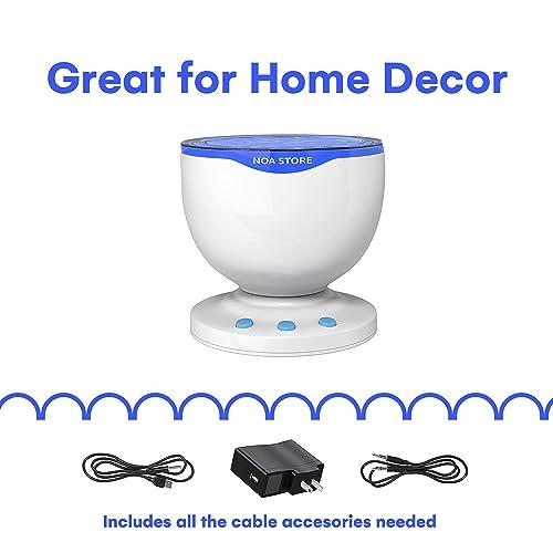 Noa Store Noa Store Sensory LED Room Lights - Light Projector for Bedroom - Ocean Waves Projection Lamp with Calming Music - Night Light for Kids - Blue Ceiling Projector Lamps for Adults and Children